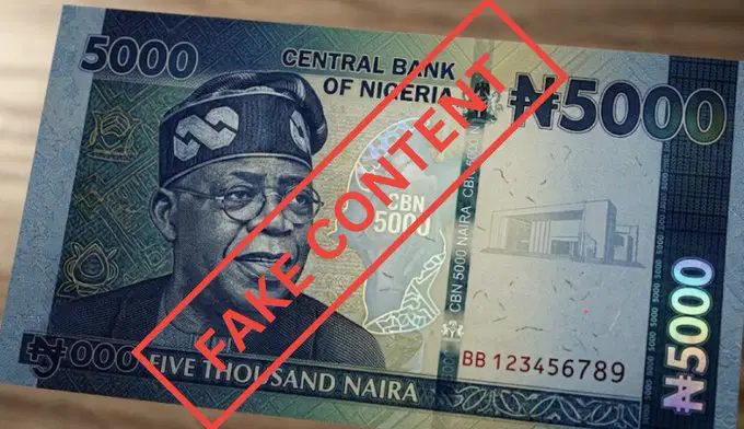 CBN disowns viral N5,000 banknote featuring Tinubu CBN disowns viral N5,000 banknote featuring Tinubu