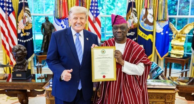 Kayode Are presents letter of credence to Trump Kayode Are presents letter of credence to Trump